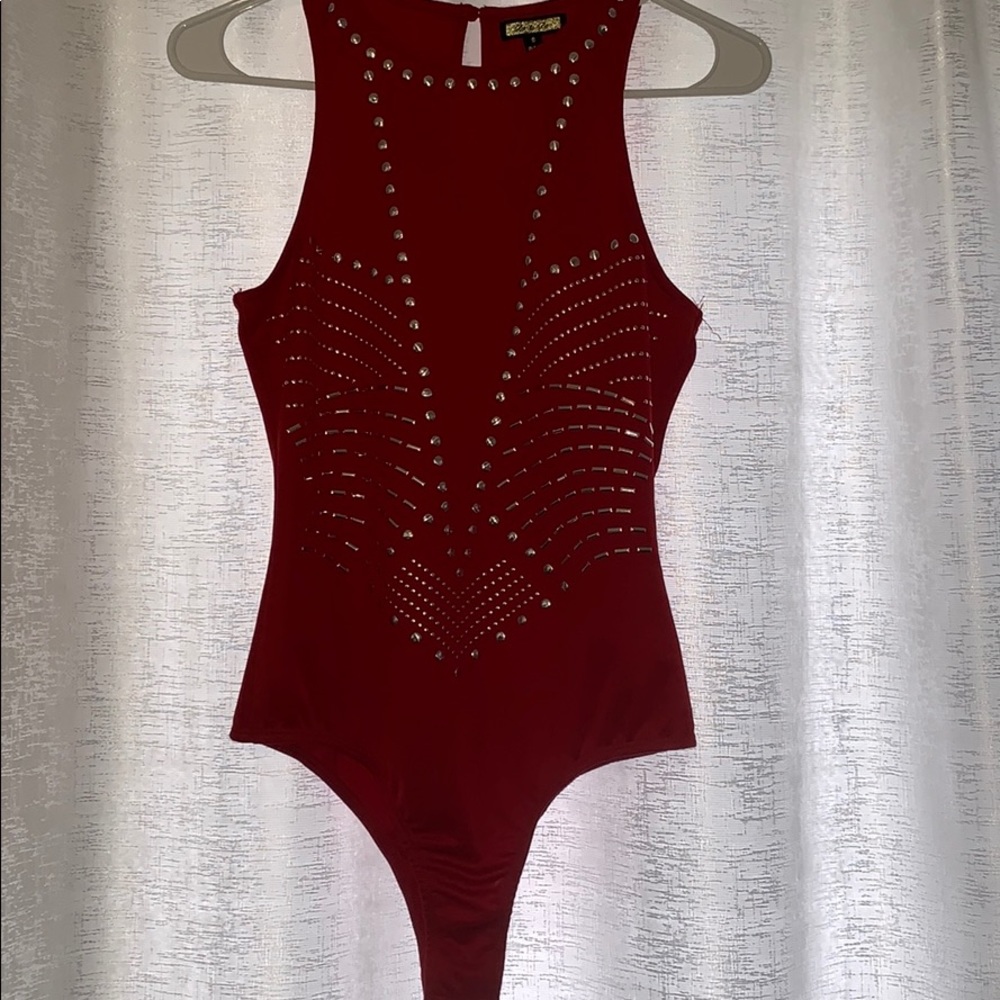 Red Studded Bodysuit